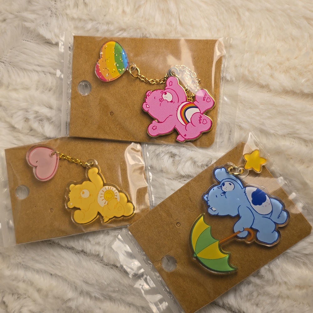 3 Dangle Care Bear Pins